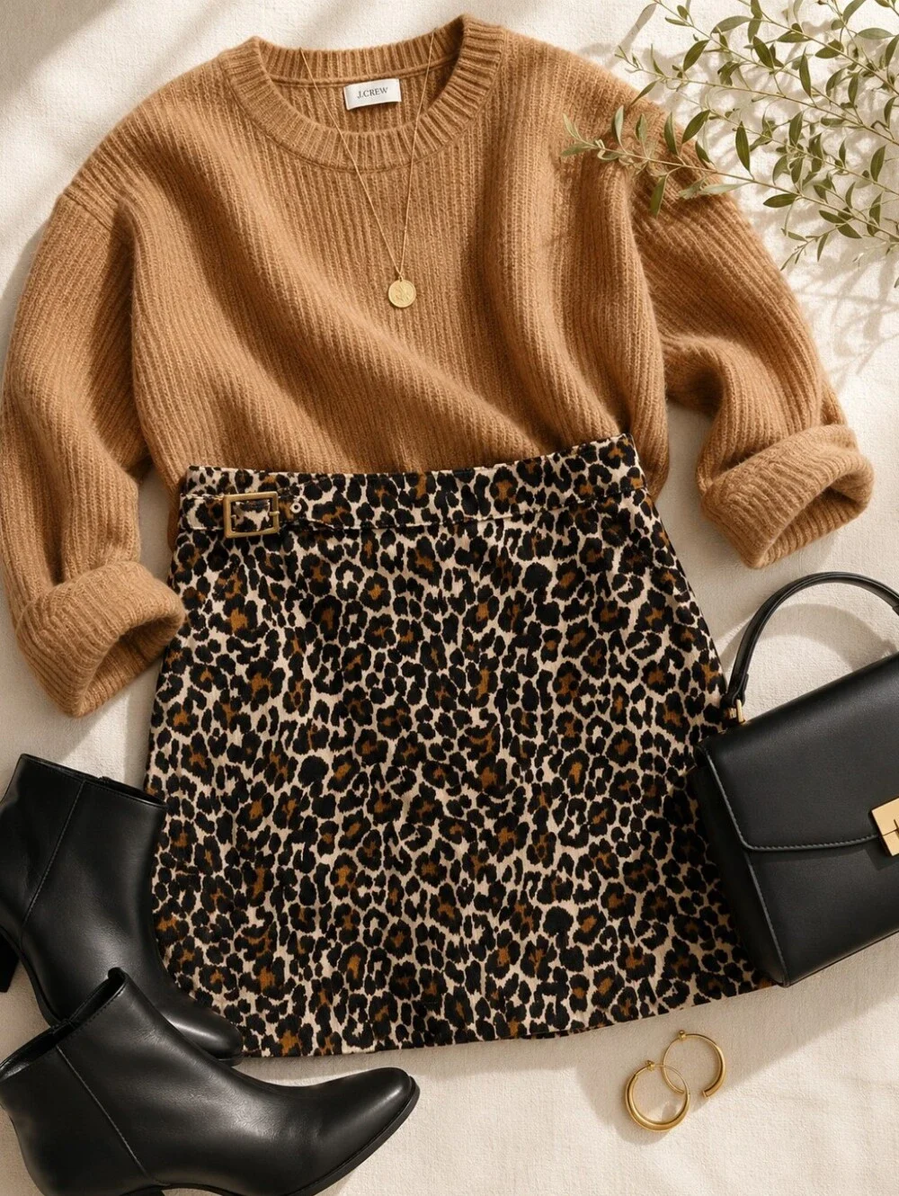 J.Crew Leopard Corduroy Buckle Mini Skirt Size 8 Animal Print A-Line